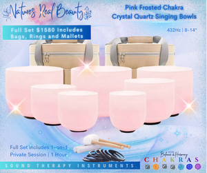 Frosted Crystal Bowls | Pink/White Ombre Chakra Set