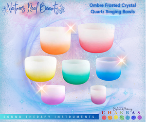 Frosted Crystal Bowls | Rainbow Coloured Chakra Set